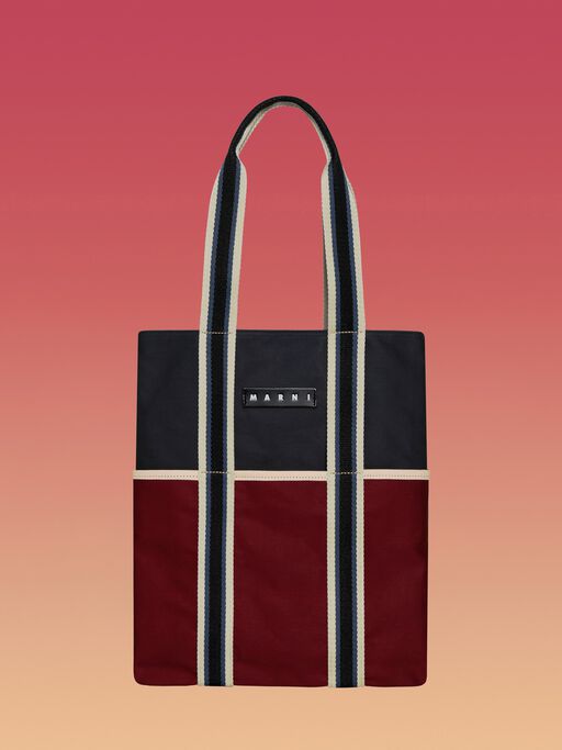 ダークバーガンディ MARNI MARKET Canvas Tote - ショッピングバッグ