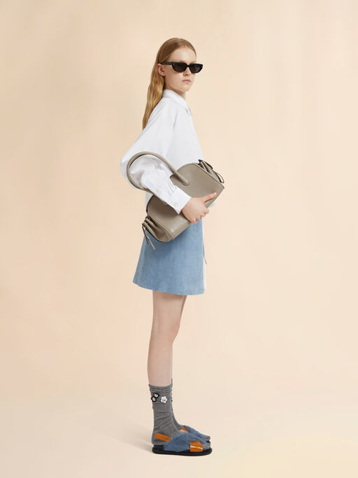 Weißes Popelinehemd mit Kordelzug am Saum - Hemden