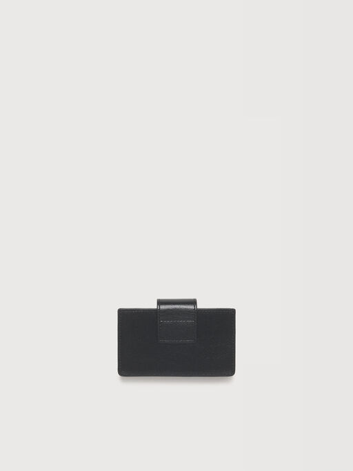 ブラックレザー カードホルダー スタッズ付き - 財布