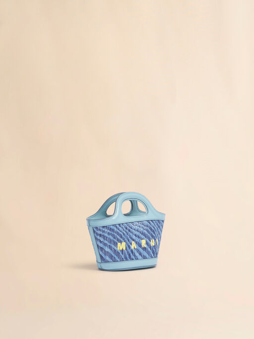 Blue wavy raffia-effect Tropicalia micro bag - Handbag