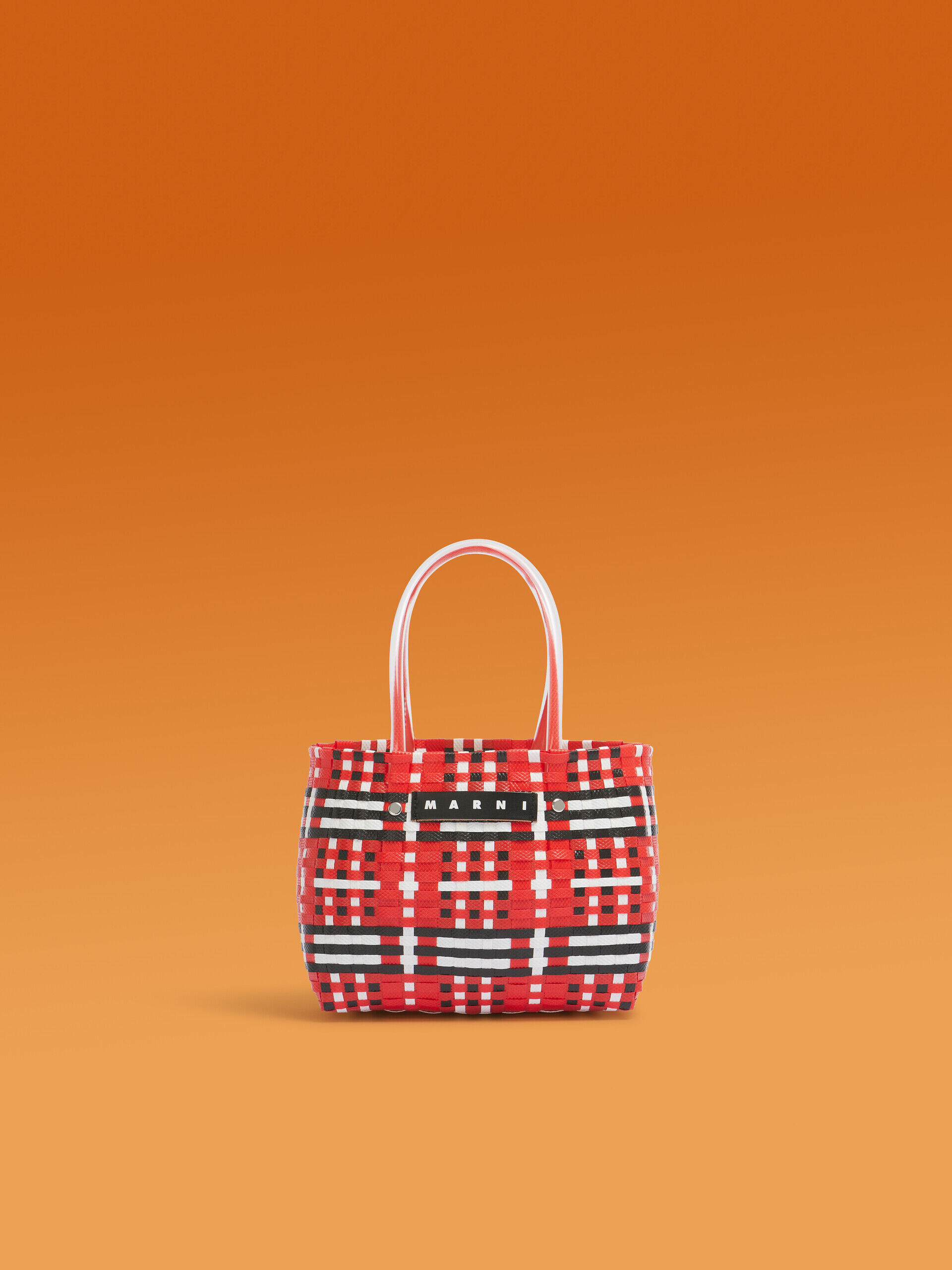 MARNI マーケット　ピクニックバッグ　ラズベリー MARNI マルニ バッグ ピクニックバスケット 編み込み かごバッグ