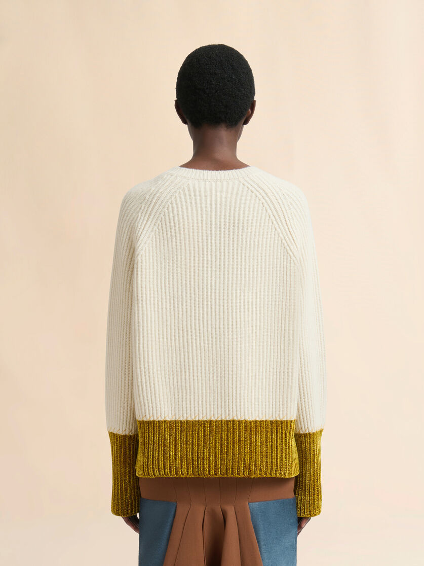 Cream wool colour-block jumper - Pullovers - Image 3