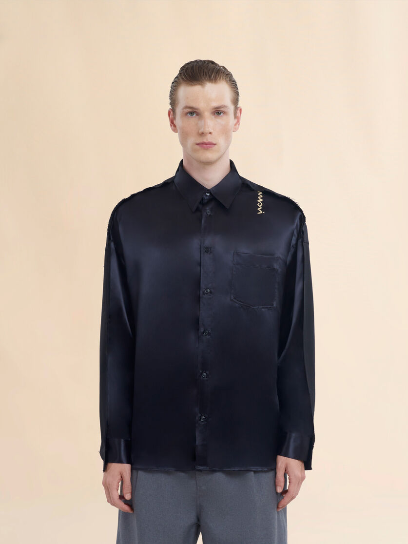 Black wool and viscose shirt with Marni Symbol - Shirts - Image 2