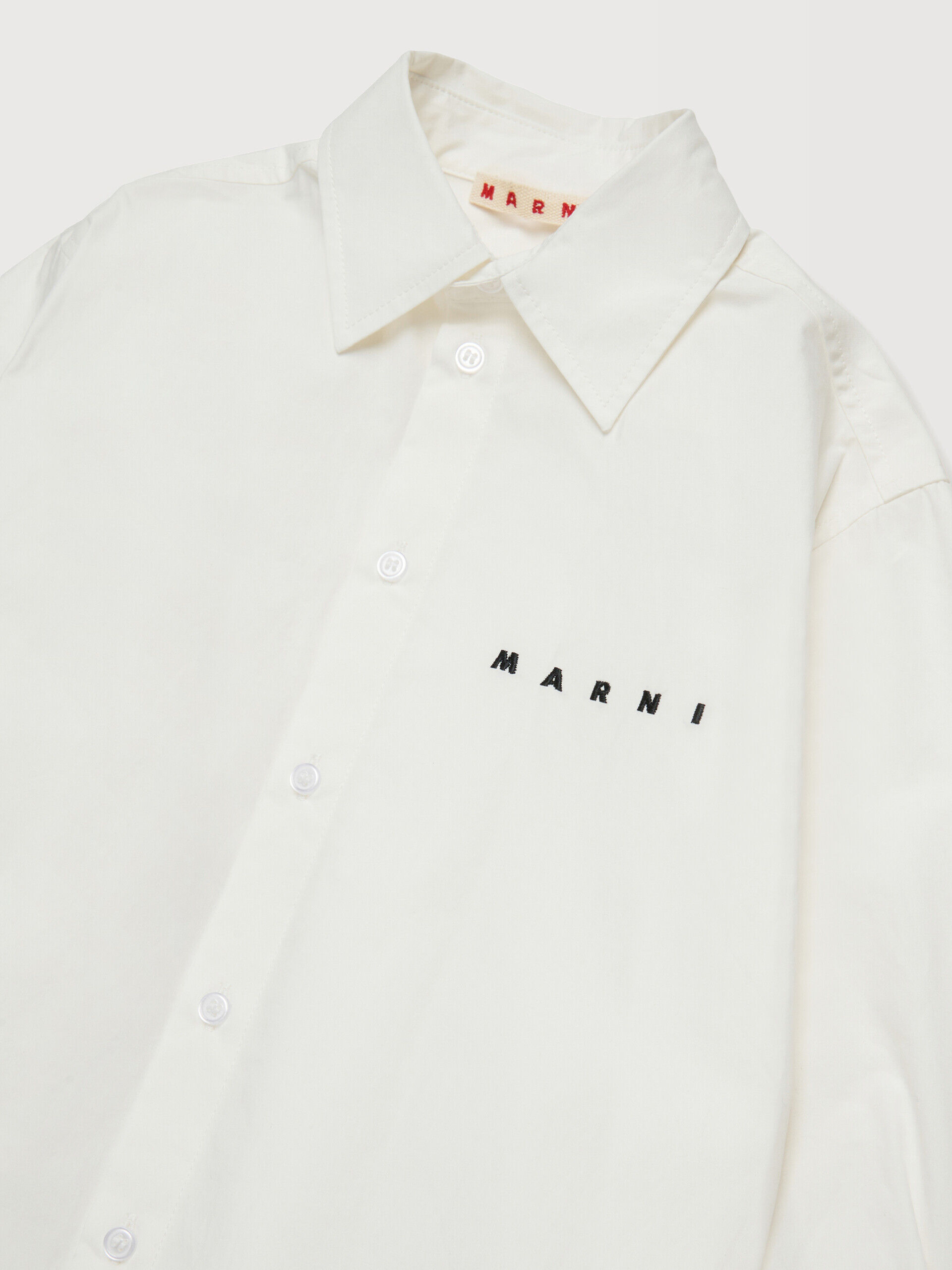 Off-white cotton shirt with embroidered Marni logo | Marni