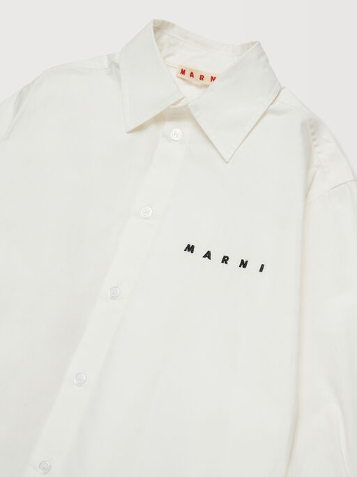 Off-white cotton shirt with embroidered Marni logo - Shirts