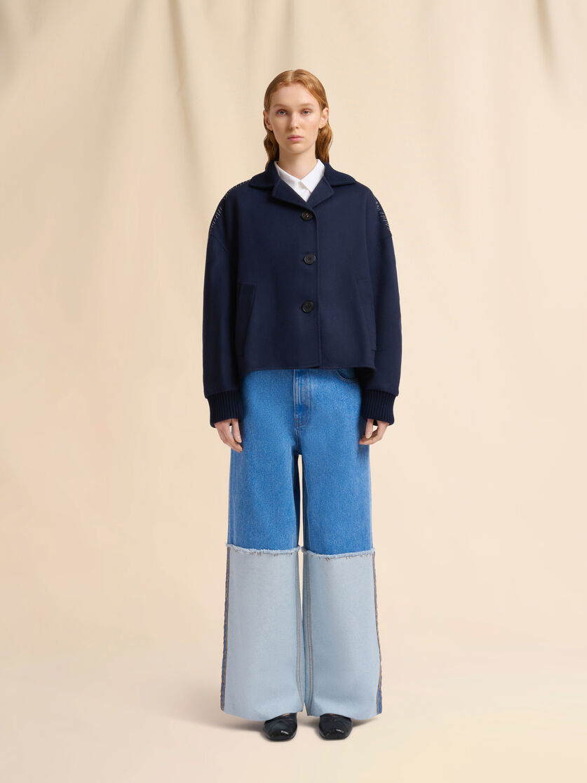 Dunkelblaue Jacke aus Wolle und Kaschmir mit Strickabschlüssen | Marni