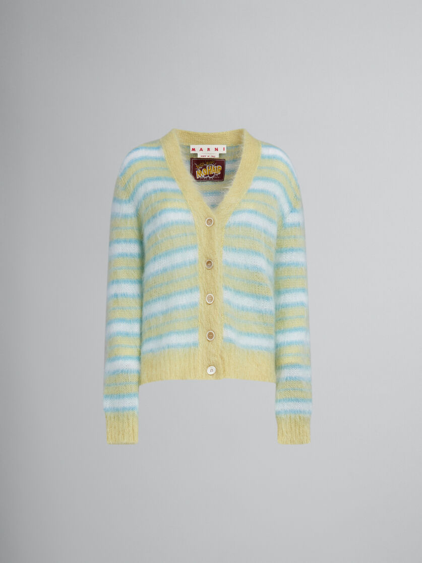 Mohair cardigan with green stripes - Pullovers - Image 1