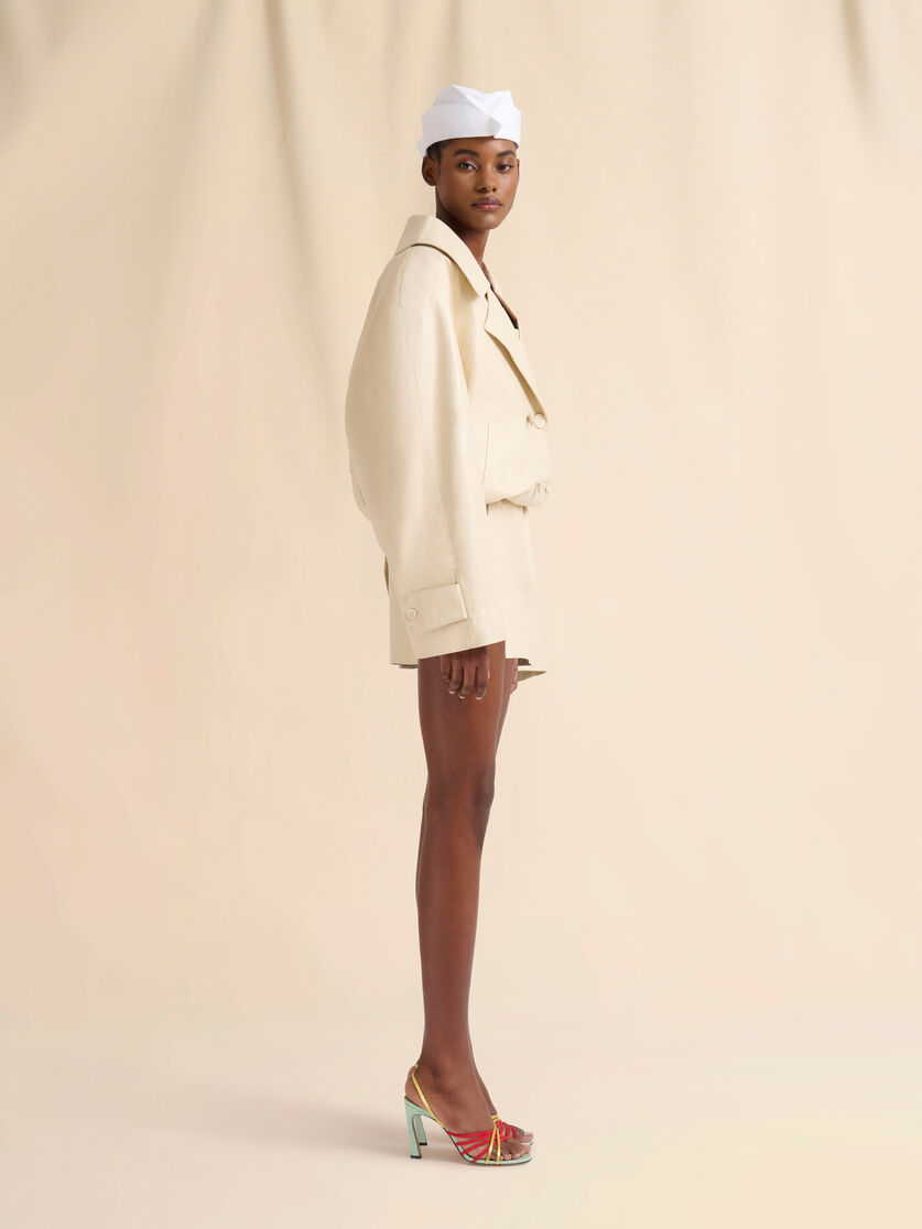 Cream leather oversized jacket - Jackets - Image 6