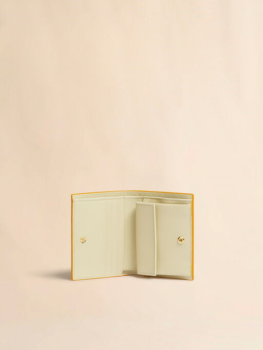 オレンジ、クリーム＆ブルー サフィアーノレザー製二つ折りウォレット - 財布