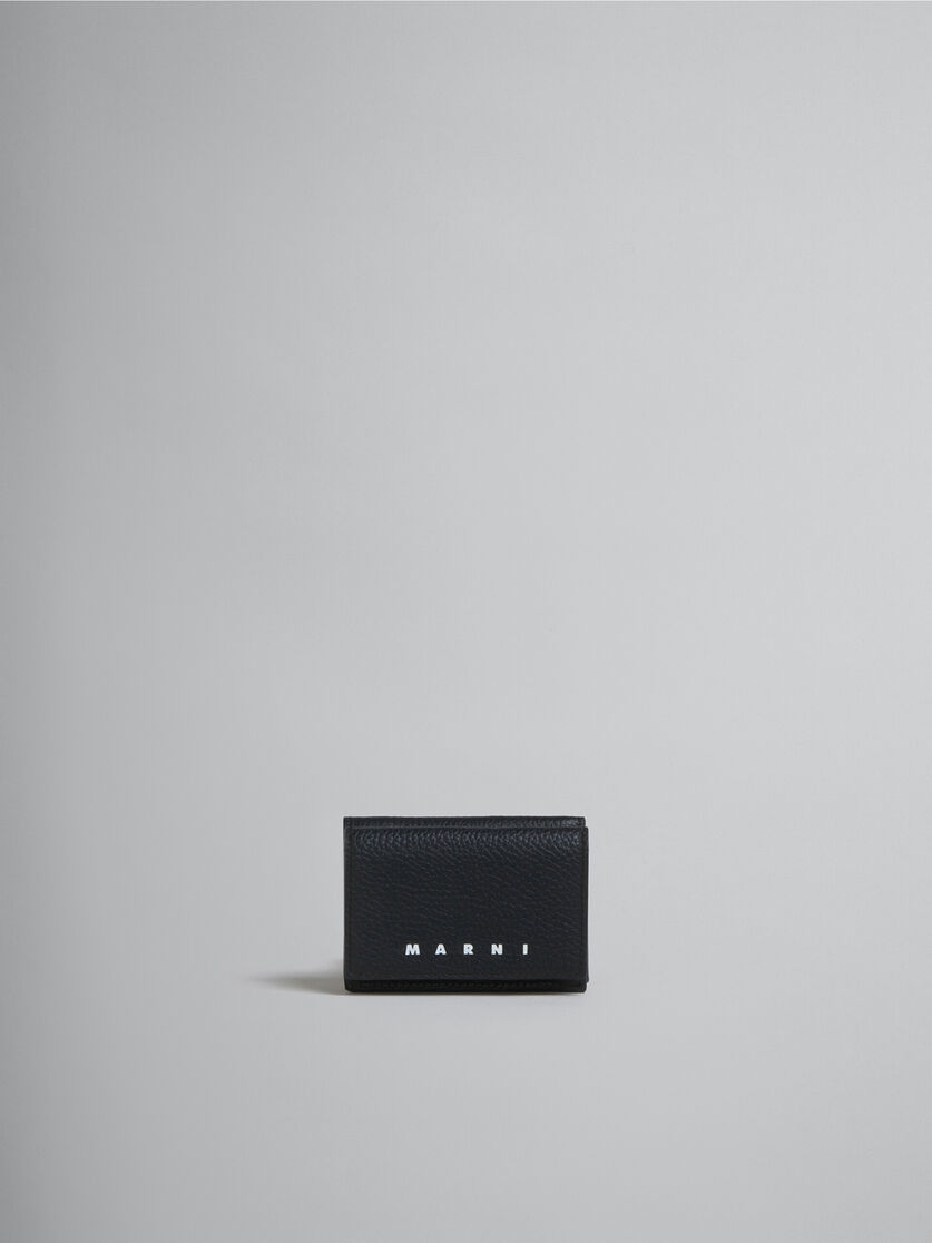 ブラック レザー製三つ折りウォレット - 財布 - Image 1