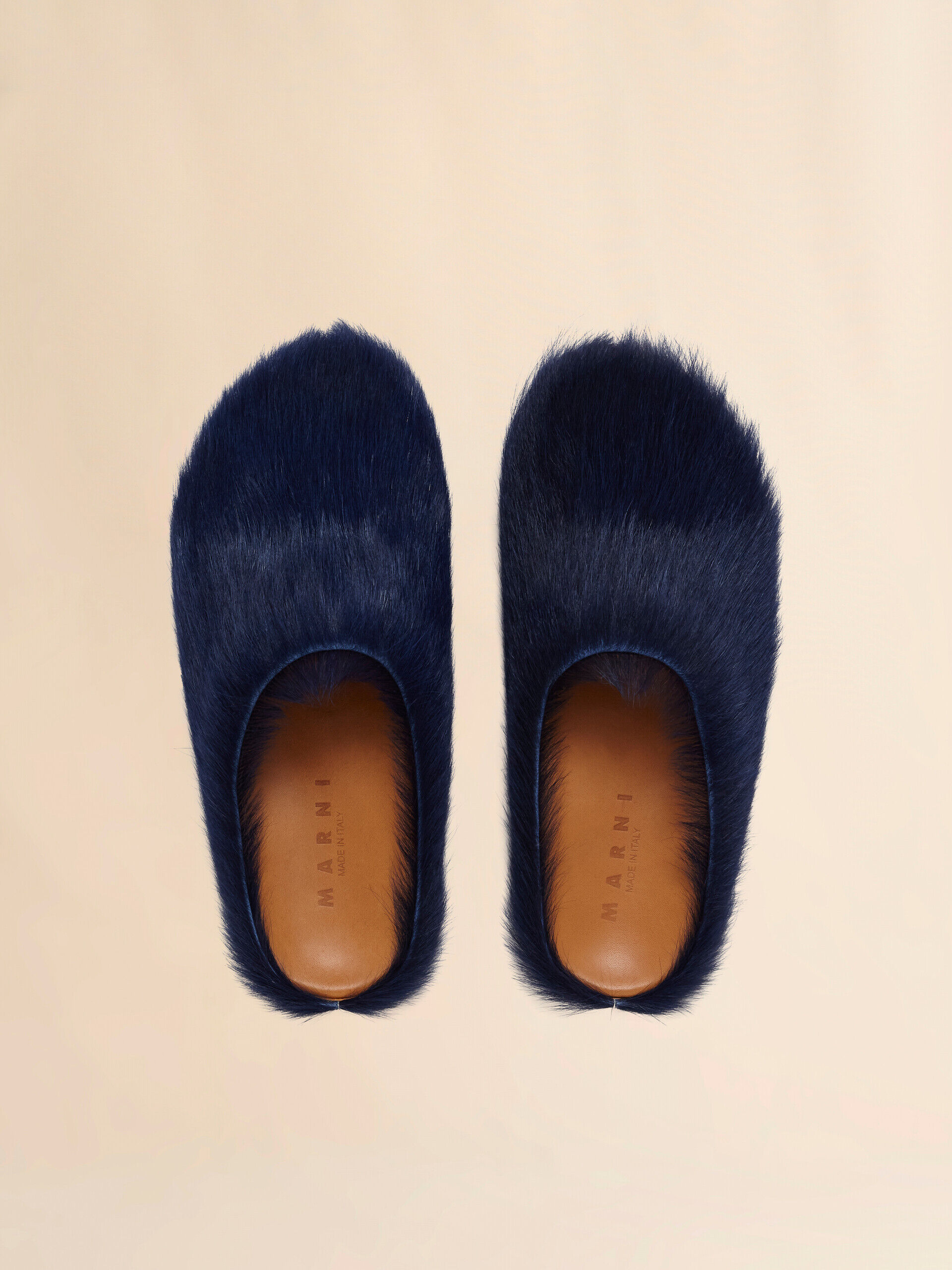 Deep blue long haircalfskin Fussbett sabot | Marni