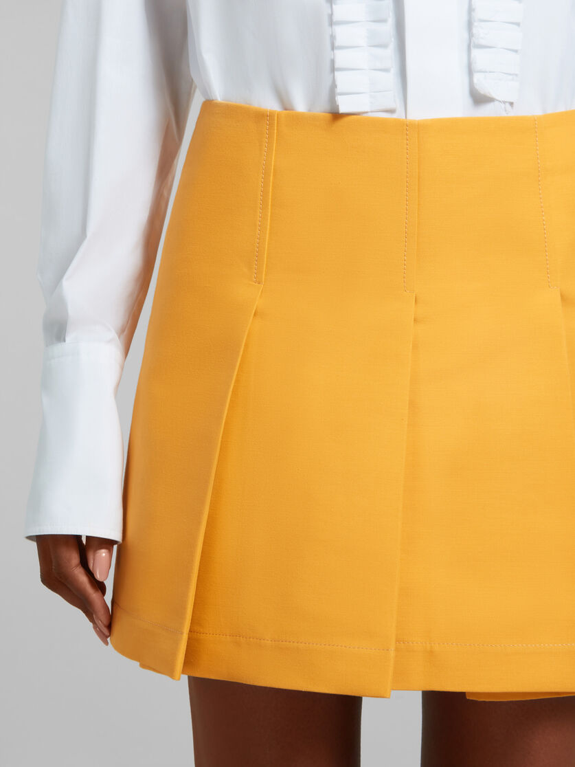 Orange cady mini skirt with wide pleats - Skirts - Image 4
