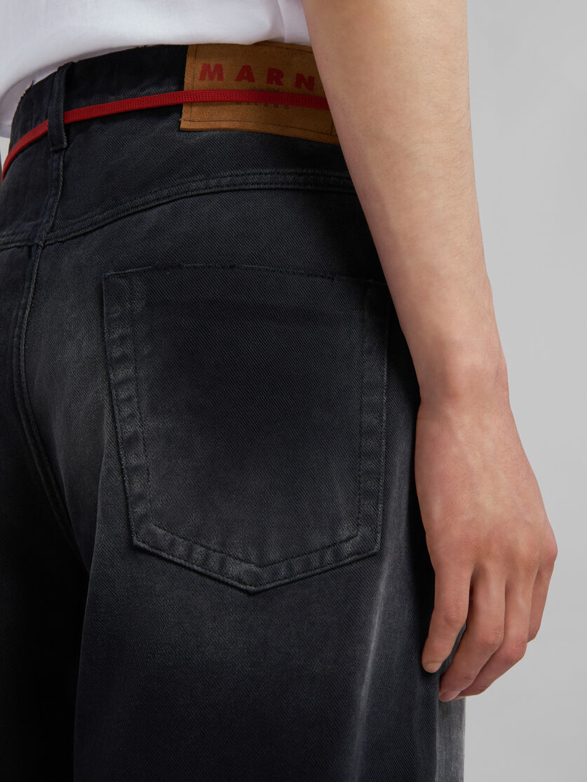 Black bleached bull denim flared trousers - Pants - Image 4