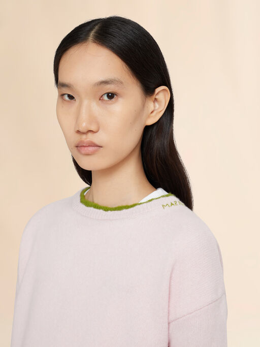 Pink wool-cashmere reverse cardigan jumper - Pullovers