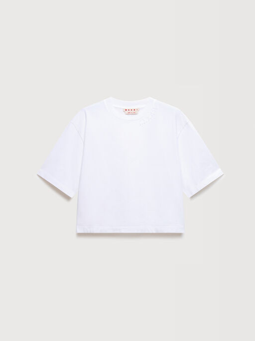 ホワイト ジャージー パッチロゴ Tシャツ - Tシャツ
