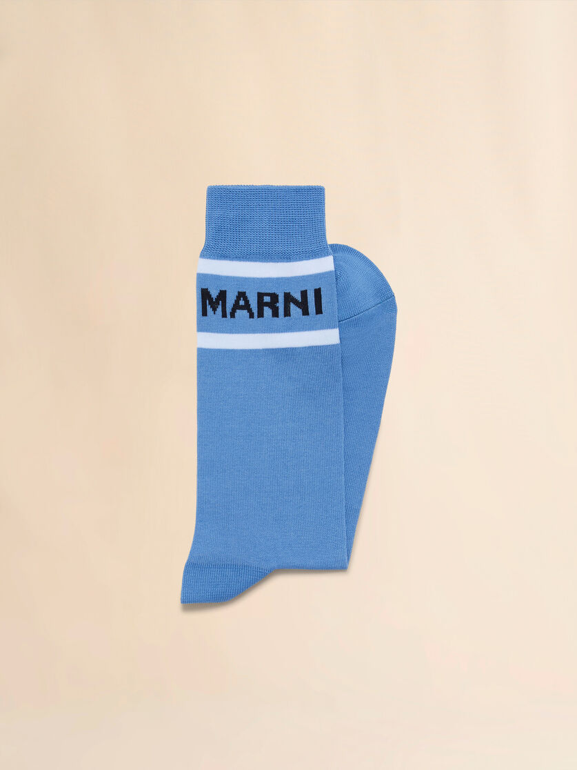 Green cotton socks with logo cuffs - Socks - Image 2