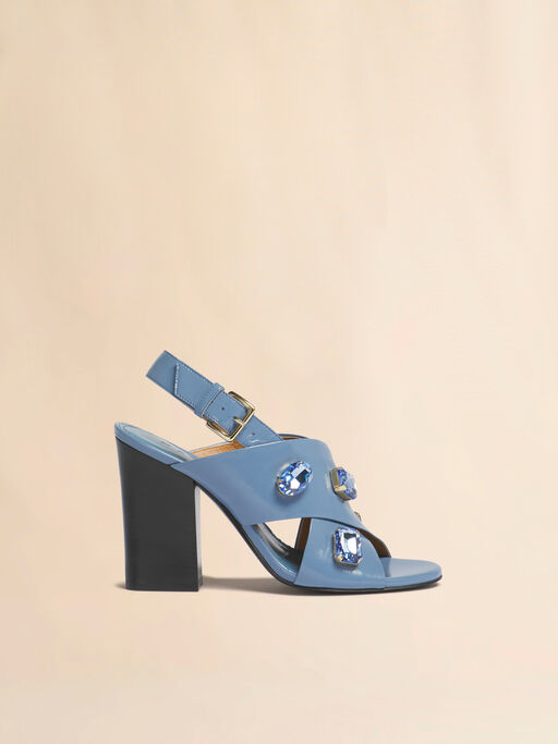 Light blue leather criss-cross sandal - Sandals