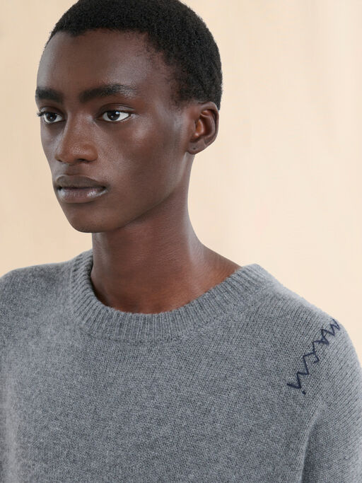 Grauer Pullover aus Kaschmir mit Marni Symbol Stickerei - Pullover