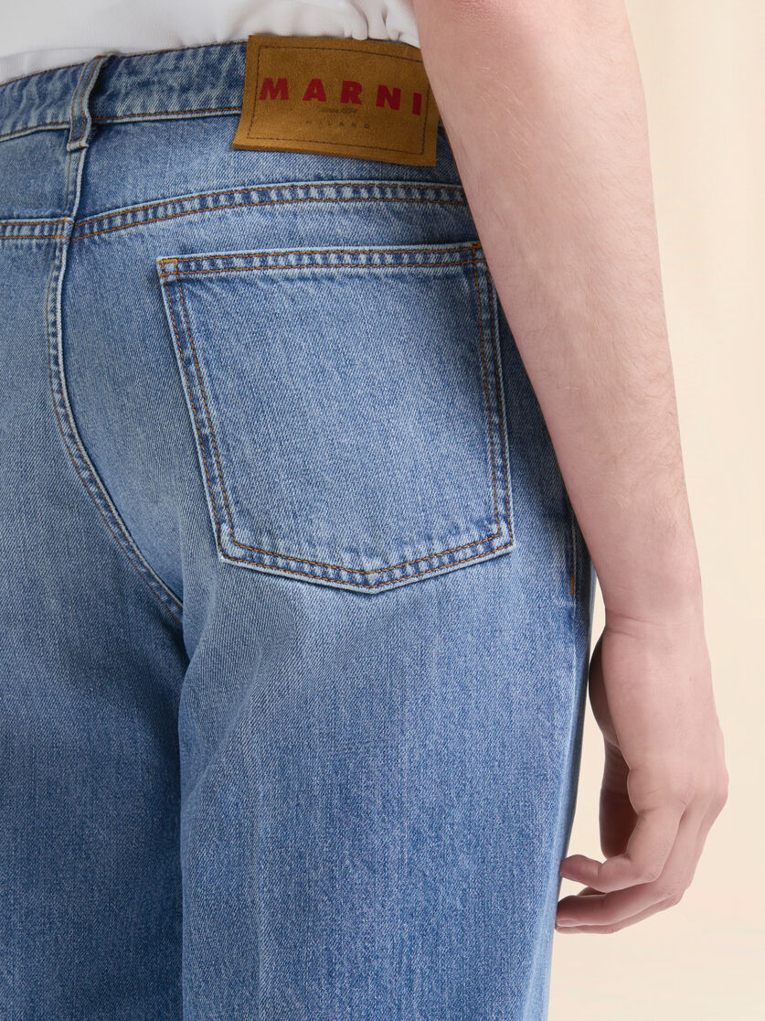 Blue denim trousers with straight leg - Pants - Image 4
