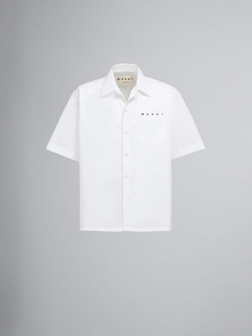Chemise de bowling en popeline blanche teinte en fil - Chemises - Image 1