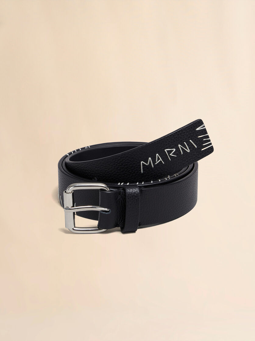 Black leather belt with Marni Mending - Belts - Image 2