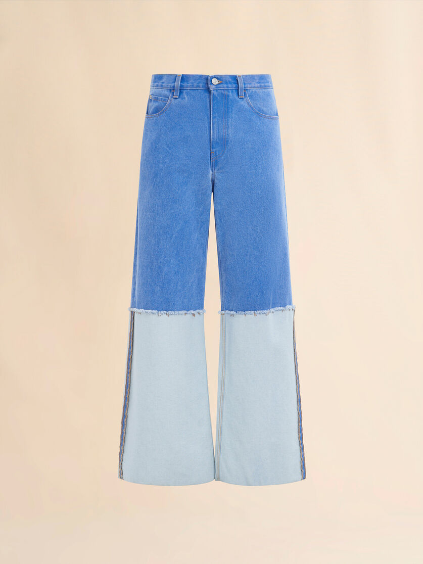 Weite blaue Jeans aus Denim mit hohem Umschlag - Hosen - Image 1