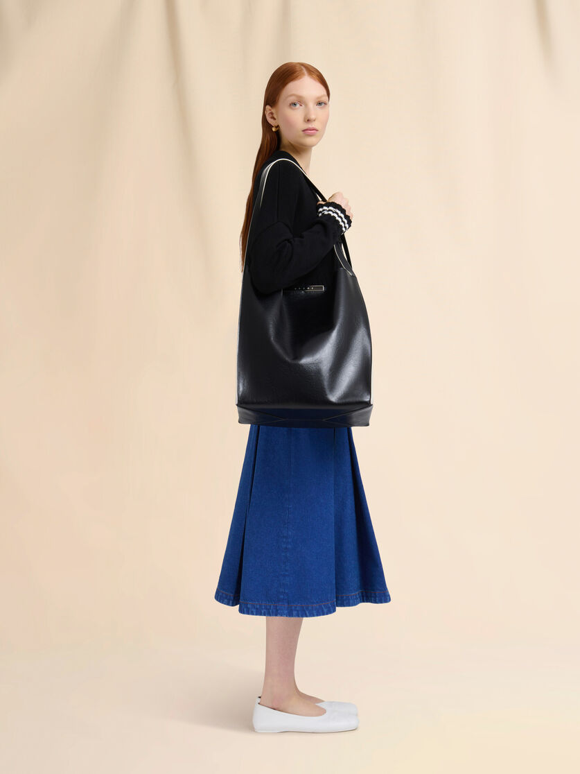 Black leather Cresta N/S tote bag - Shopping Bags - Image 2
