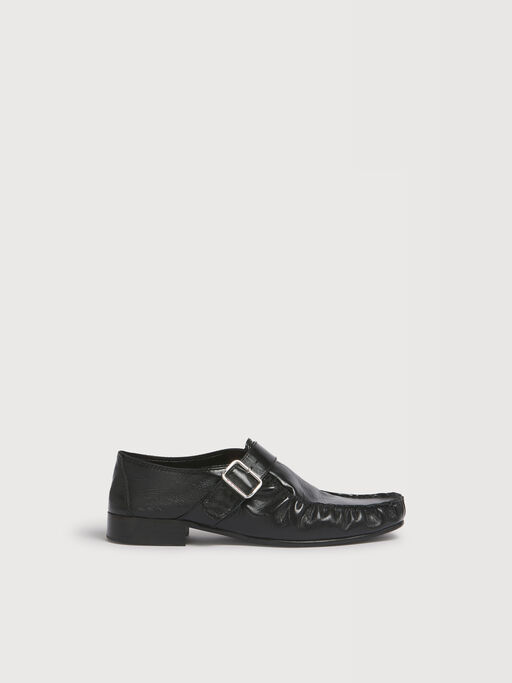 Black leather loafer - Lace-ups