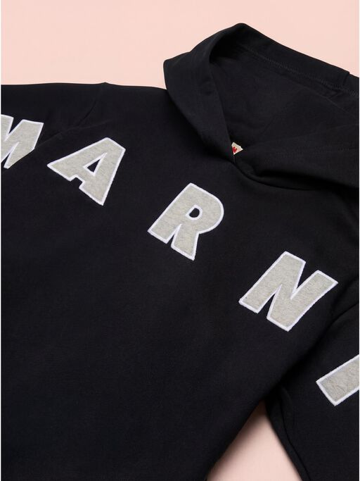 Felpa con cappuccio in cotone nero con patch Marni - Maglieria