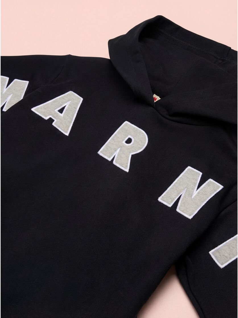Felpa con cappuccio in cotone nero con patch Marni, Image 3