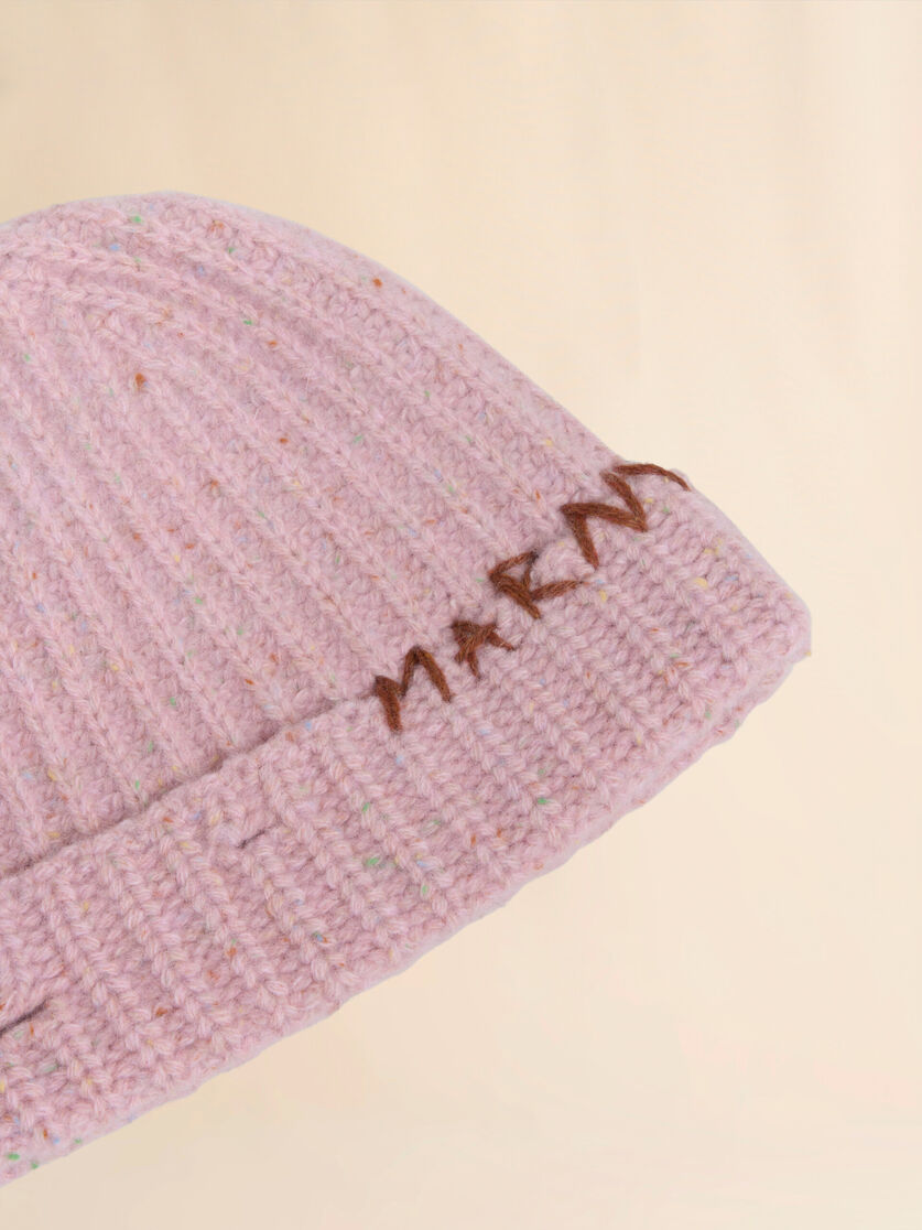 Pink Shetland wool beanie with Marni mending | Marni