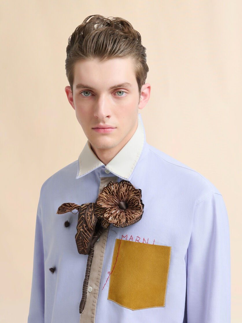 Blue cotton shirt with Marni Mending embroidery - Shirts - Image 4
