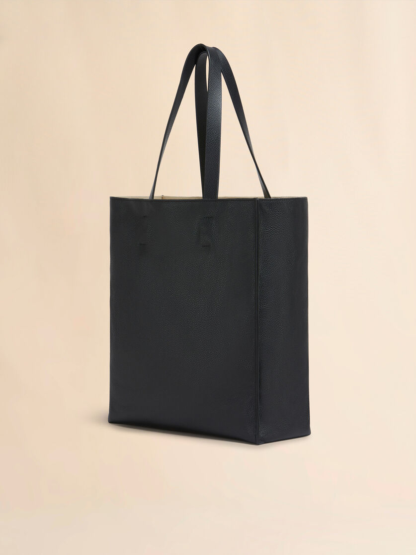Black leather Museo Soft Tote large with Marni Symbol embroidery - Shopping Bags - Image 2