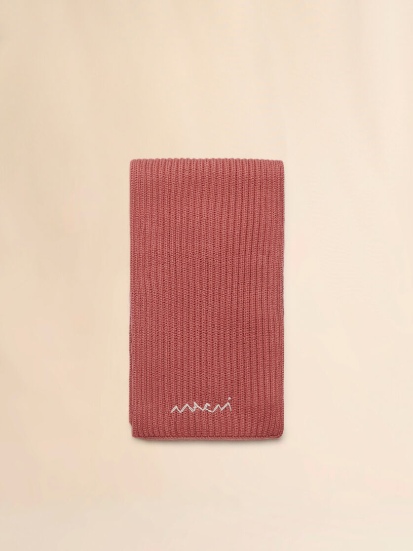 Pink wool blend scarf with Marni Symbol - Scarves - Image 1