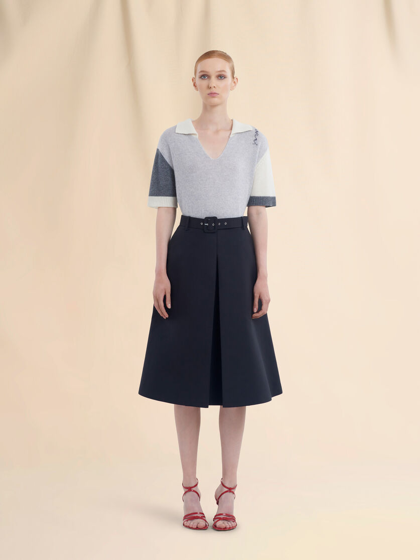 ブラック コットン製Aラインスカート、マルニシンボル入り | Marni