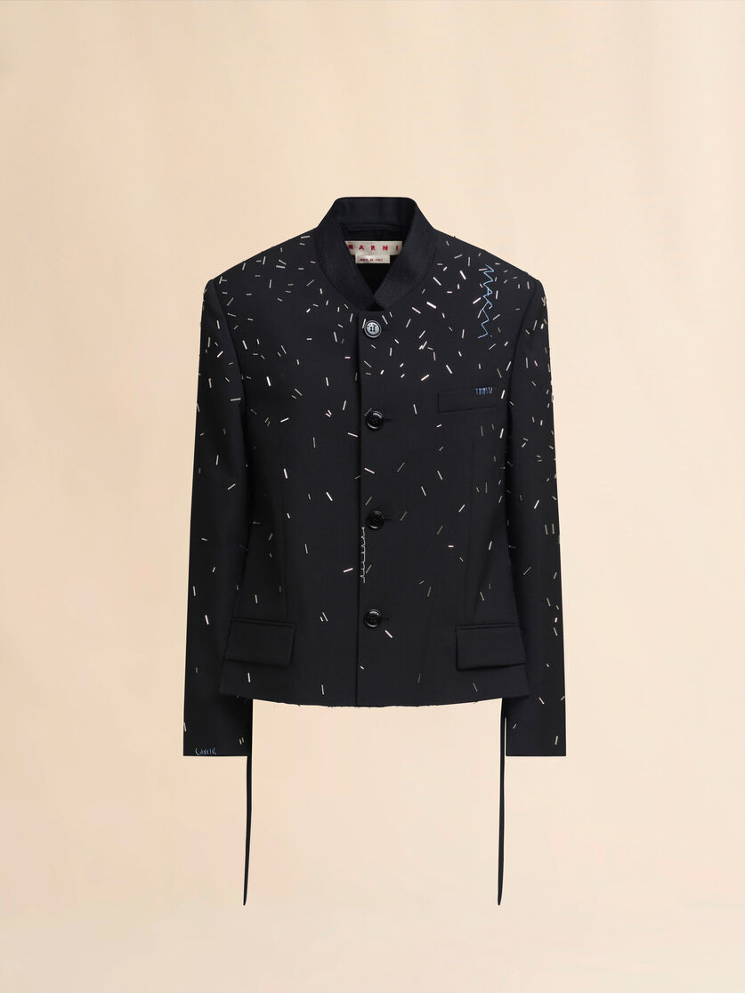 Schwarze Jacke aus Wolle mit Perlendetail - Jacken - Image 1