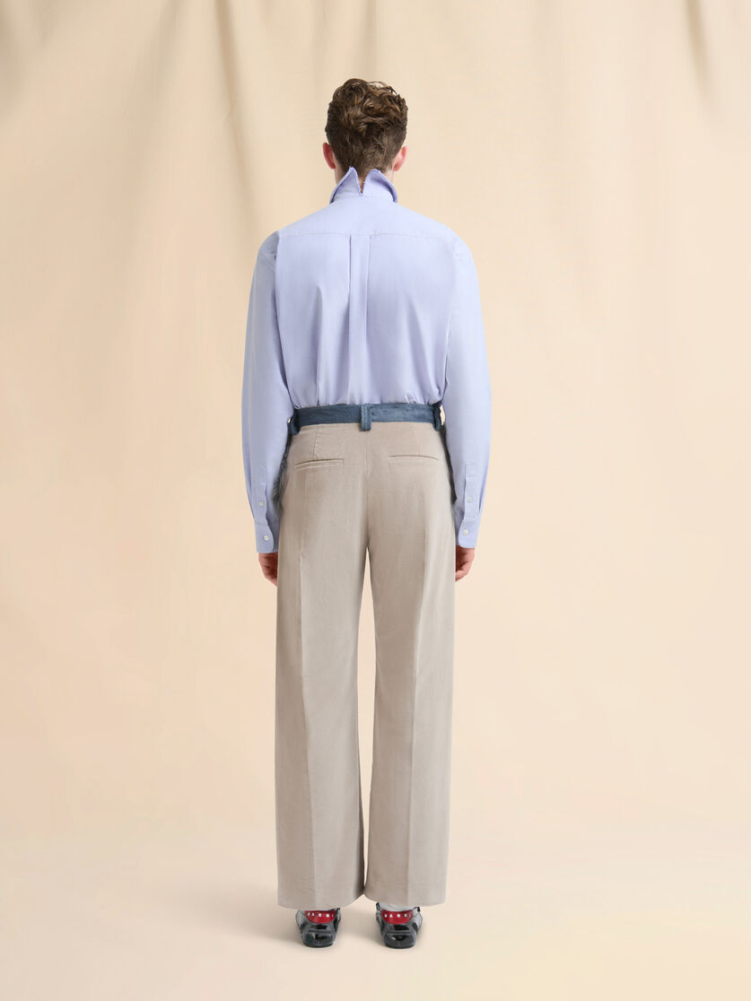 Beige velvet trousers with contrast waistband - Pants - Image 3