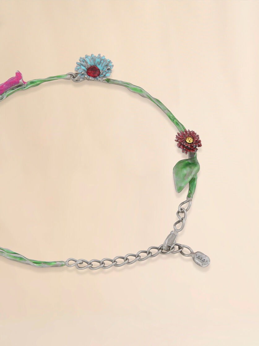 Enameled metal and rhinestones Flower Pop necklace - Necklaces - Image 3
