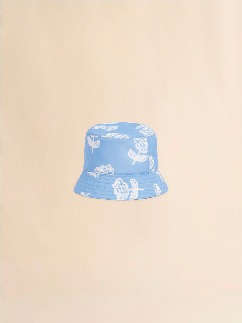 Light blue taffeta bucket hat with Sprayed Roses print - Hats - Image 3