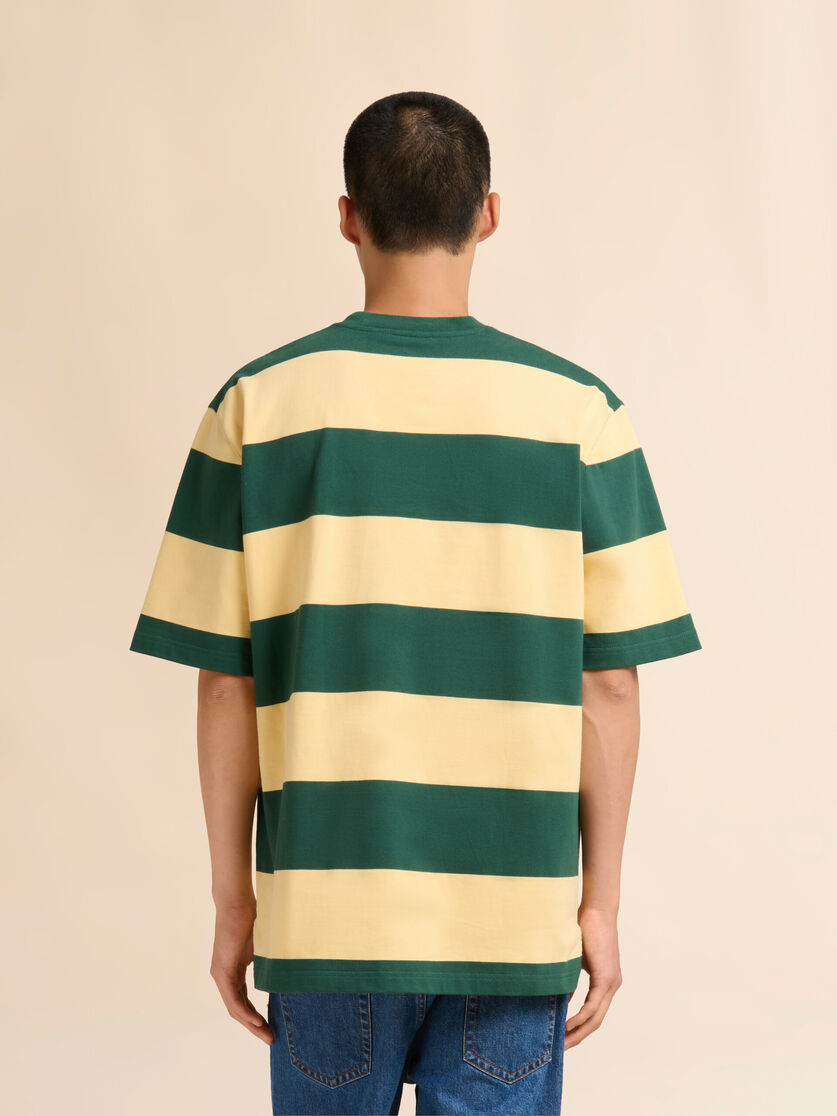 Green and yellow maxi-stripe cotton T-shirt, Image 3