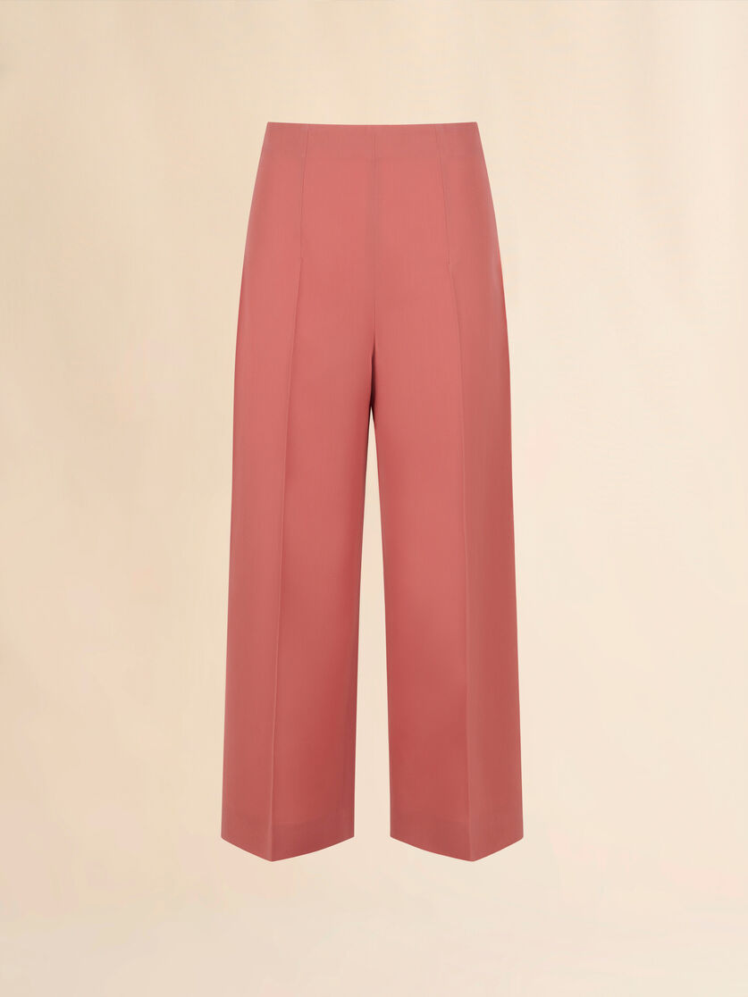 Pink wool cropped trousers - Pants - Image 1