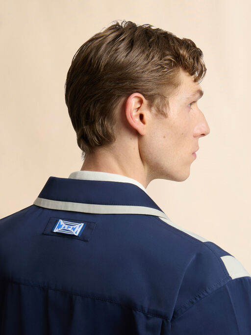 Deep blue duchesse jacket with stripe - Jackets