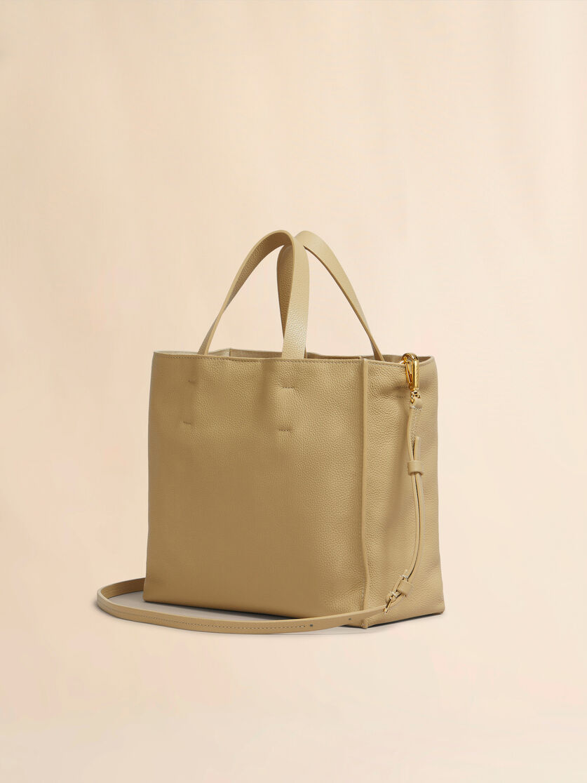 Black leather Museo Soft tote Bag with Marni Symbol embroidery - Shopping Bags - Image 2
