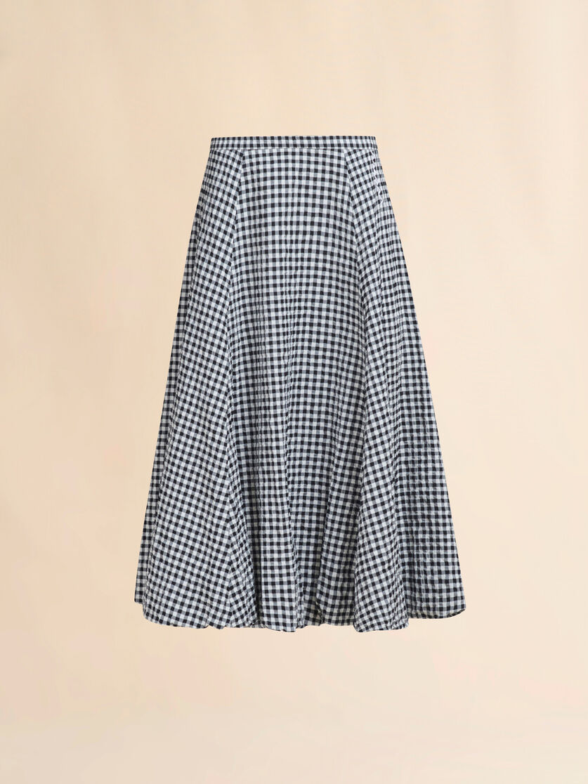 White and light blue checked seersucker skirt - Skirts - Image 1