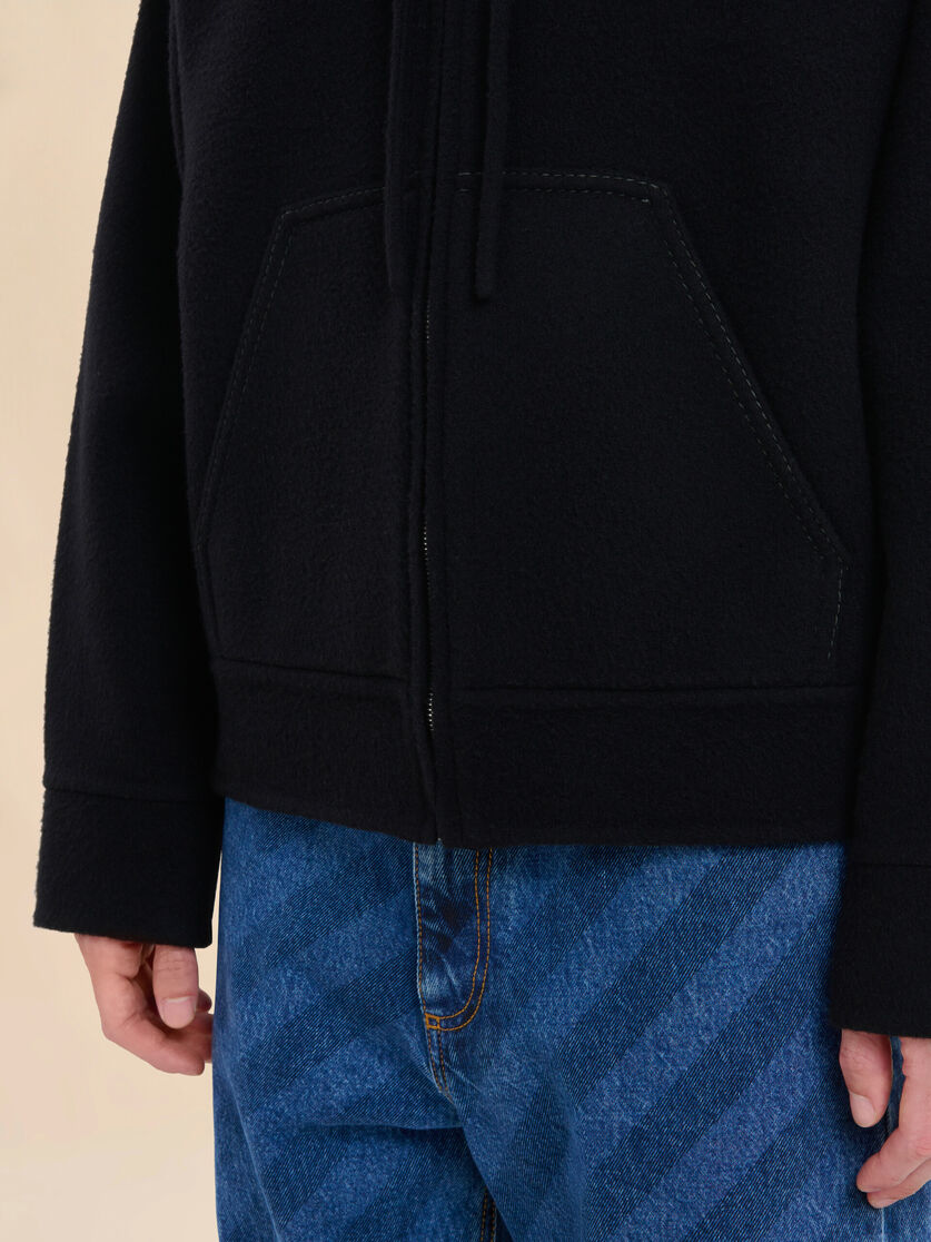 Giacca con cappuccio in lana cashmere nera con ricamo Marni Symbol - Giacche - Image 5