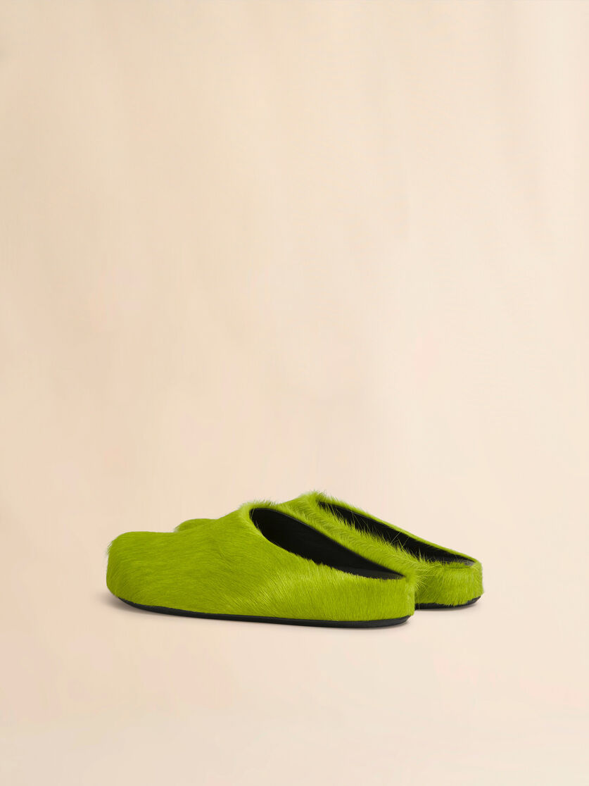 Blue long-hair calfskin Fussbett sabot - Clogs - Image 3