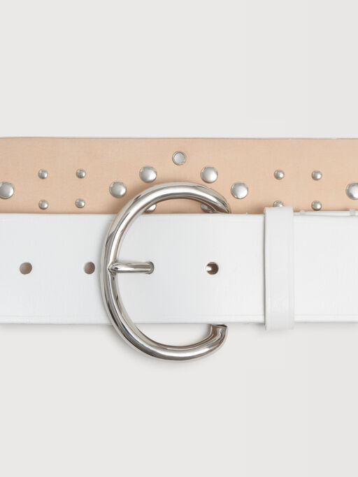 White leather belt with studs - Belts
