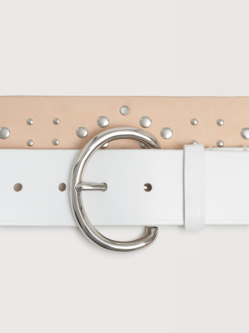 White leather belt with studs, Image 2
