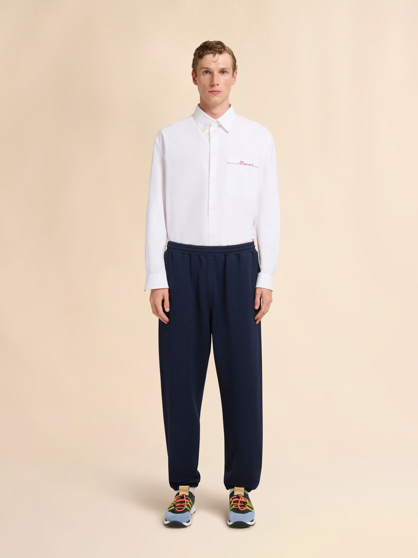 Deep blue cotton sweatpants with Marni Frame logo, Image 2