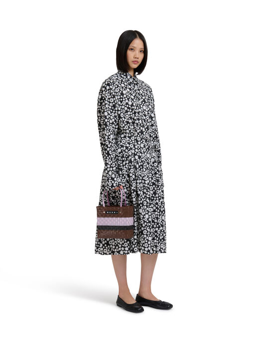 コニャック MARNI MARKET STRIPE BASKET BAG MINI - ショッピングバッグ